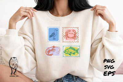 Vintage Sea Life Aesthetic Stamp SVG dadan_pm 