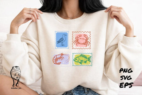 Vintage Sea Life Aesthetic Stamp SVG dadan_pm 