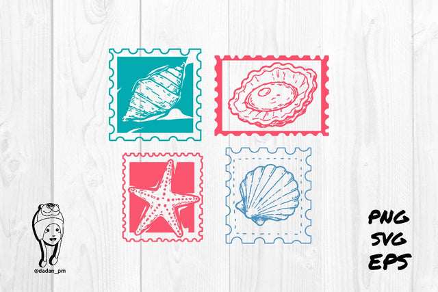 Vintage Sea Life Aesthetic Stamp SVG dadan_pm 