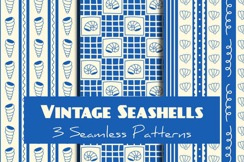 Vintage Seashell Seamless Patterns & Digital Papers Digital Pattern Rin Green 