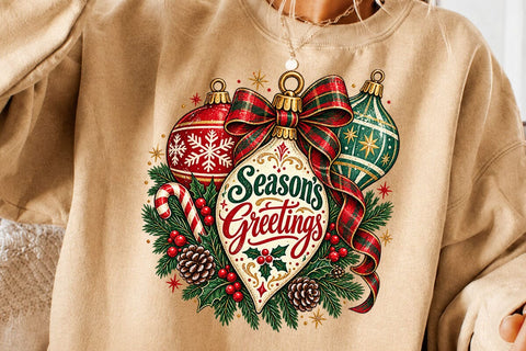 Vintage Seasons Greetings Christmas PNG SVG DesignDestine 