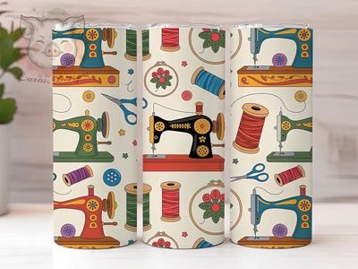 Vintage Sewing Craft Tumbler, Sewing Machine, Quilting Theme, Craft Style, Handmade Design, 20Oz Tumbler, Sublimation Wrap Sublimation Lara' s Designs 
