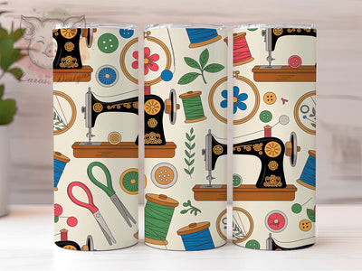 Vintage Sewing Craft Tumbler, Sewing Machine, Quilting Theme, Craft Style, Handmade Design, 20Oz Tumbler, Sublimation Wrap Sublimation Lara' s Designs 