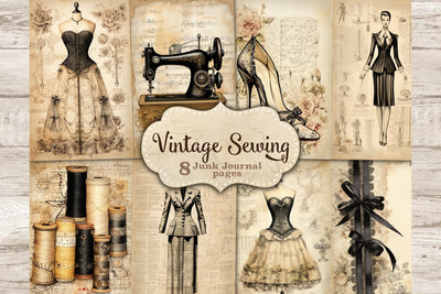 Vintage Sewing Junk Journal Pages | Woman Journal Printable SVG GlamArtZhanna 