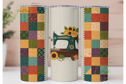 Vintage Sewing Machine 20oz Tumbler Wrap Sublimation PixelChick 