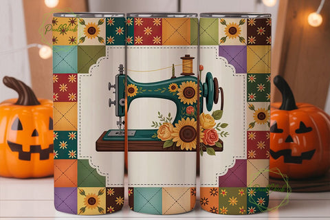 Vintage Sewing Machine 20oz Tumbler Wrap Sublimation PixelChick 