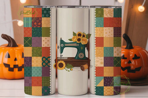 Vintage Sewing Machine 20oz Tumbler Wrap Sublimation PixelChick 