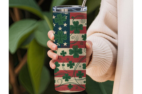 Vintage Shamrock Flag 20oz Tumbler Sublimation DesignSVG 
