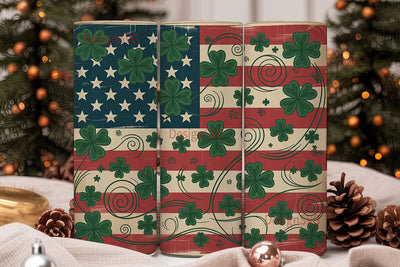 Vintage Shamrock Flag 20oz Tumbler Sublimation DesignSVG 