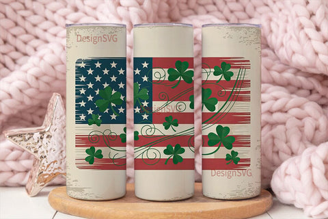 Vintage Shamrock Flag 20oz Tumbler Sublimation DesignSVG 