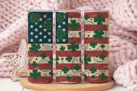 Vintage Shamrock Flag 20oz Tumbler Sublimation DesignSVG 