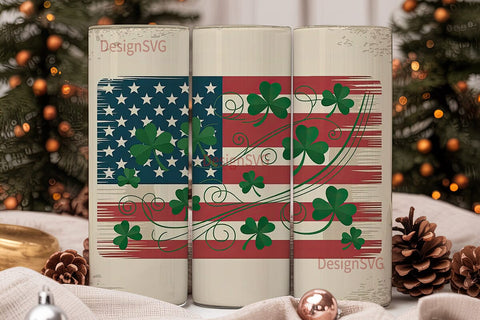 Vintage Shamrock Flag 20oz Tumbler Sublimation DesignSVG 