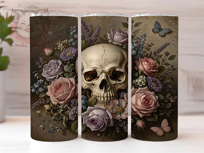 Vintage Skull Roses 20oz Tumbler, Vintage Skull Roses, Skull Roses Tumbler, Skull Tumbler Wrap, Roses Tumbler Wrap, 20oz Tumbler Wrap, Gothic Tumbler PNG, Skull Roses PNG Sublimation Lara' s Designs 
