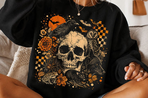 Vintage Skull Spooky Animals PNG SVG DesignDestine 