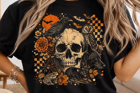 Vintage Skull Spooky Animals PNG SVG DesignDestine 