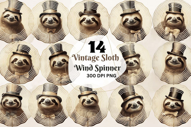 Vintage Sloth Wind Spinner Sublimation Regulrcrative 