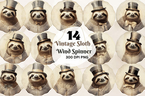 Vintage Sloth Wind Spinner Sublimation Regulrcrative 