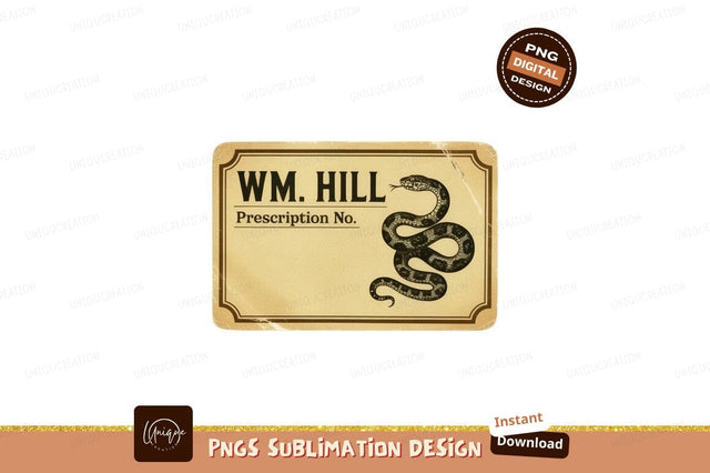 Vintage Snake Prescription Label medical Sublimation Designangry 