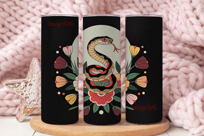 Vintage Snake Tattoo 20oz Tumbler Wrap Sublimation DesignSVG 