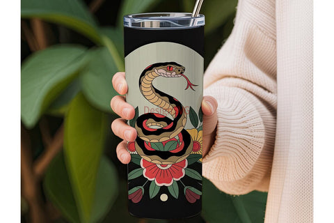 Vintage Snake Tattoo 20oz Tumbler Wrap Sublimation DesignSVG 