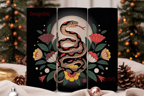 Vintage Snake Tattoo 20oz Tumbler Wrap Sublimation DesignSVG 