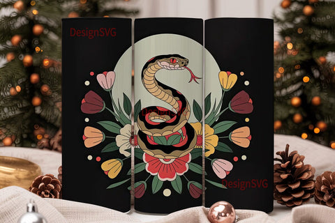 Vintage Snake Tattoo 20oz Tumbler Wrap Sublimation DesignSVG 