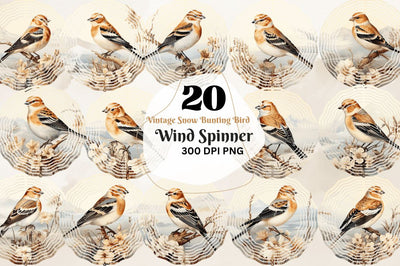 Vintage Snow Bunting Bird Wind Spinner Sublimation Regulrcrative 