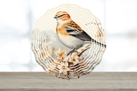Vintage Snow Bunting Bird Wind Spinner Sublimation Regulrcrative 