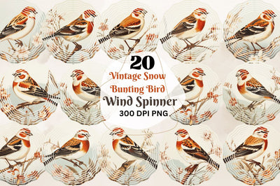 Vintage Snow Bunting Bird Wind Spinner Sublimation Regulrcrative 