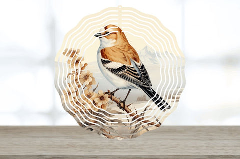 Vintage Snow Bunting Bird Wind Spinner Sublimation Regulrcrative 