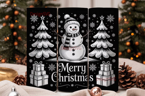 Vintage Snowman Christmas 20oz Tumbler Sublimation DesignSVG 