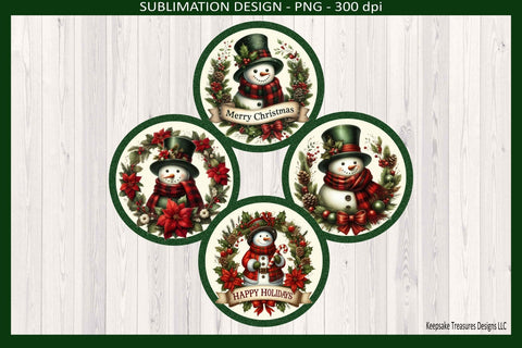 Vintage Snowman Ornaments Png, Christmas Sublimation Design, Holiday Digital Download Sublimation Keepsake Treasures Designs LLC. 