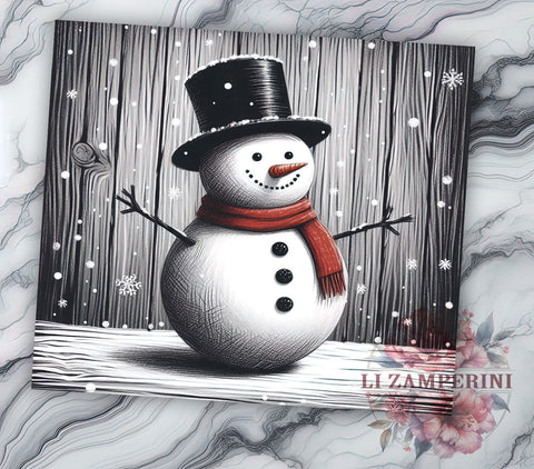 Vintage Snowman Tumbler, Christmas Sublimation Wrap, 20oz Holiday Drinkware, Retro Snowman Art, Festive Tumbler Design, Winter Wonderland Wrap, Digital Download Sublimation Li Zamperini 