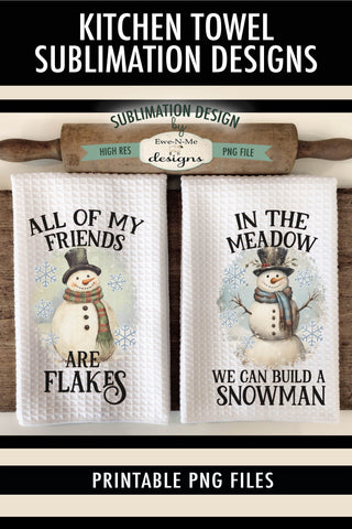 Vintage Snowman Winter Kitchen Towel Sublimation Designs Sublimation Ewe-N-Me Designs 