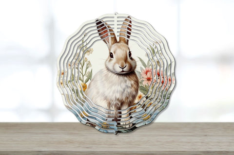 Vintage Snowshoe Hare Flowers Wind Spinner Bundle Sublimation Regulrcrative 