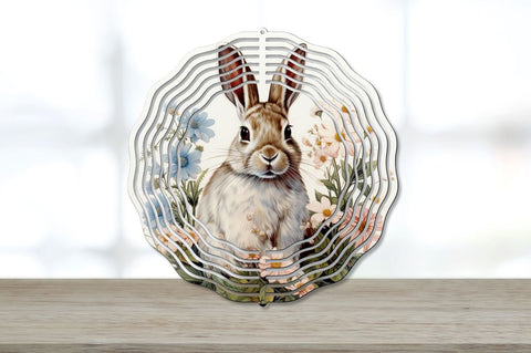 Vintage Snowshoe Hare Flowers Wind Spinner Bundle Sublimation Regulrcrative 