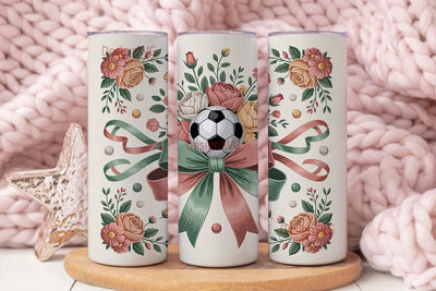 Vintage Soccer Floral 20oz Tumbler Wrap Sublimation DesignSVG 