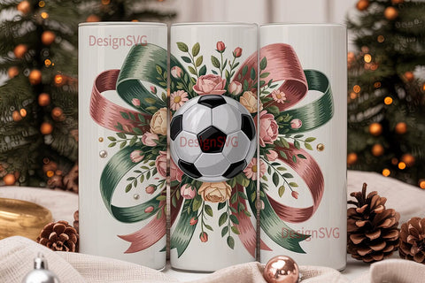 Vintage Soccer Floral 20oz Tumbler Wrap Sublimation DesignSVG 
