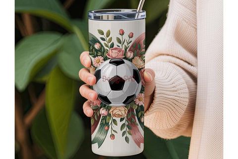Vintage Soccer Floral 20oz Tumbler Wrap Sublimation DesignSVG 