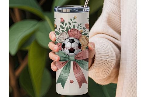 Vintage Soccer Floral 20oz Tumbler Wrap Sublimation DesignSVG 