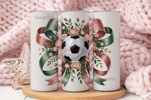 Vintage Soccer Floral 20oz Tumbler Wrap Sublimation DesignSVG 