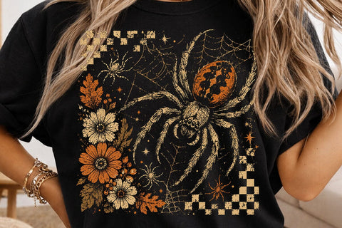 Vintage Spider Halloween PNG Design SVG DesignDestine 