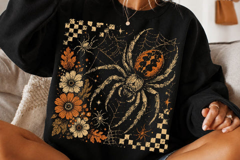 Vintage Spider Halloween PNG Design SVG DesignDestine 