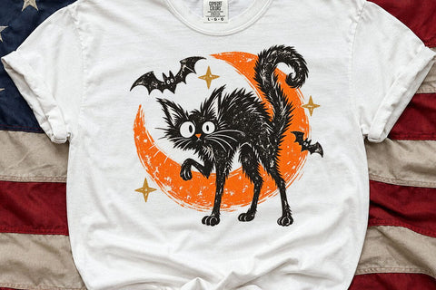 Vintage Spooky Black Cat Halloween PNG SVG DesignDestine 