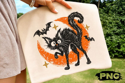 Vintage Spooky Black Cat Halloween PNG SVG DesignDestine 