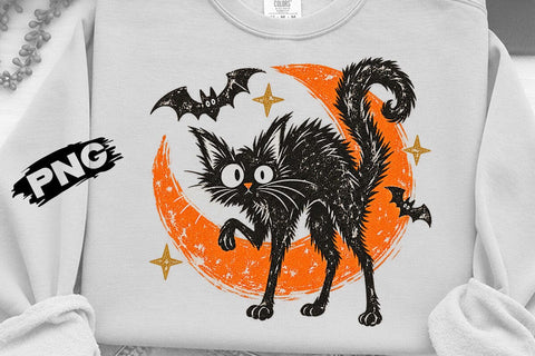 Vintage Spooky Black Cat Halloween PNG SVG DesignDestine 