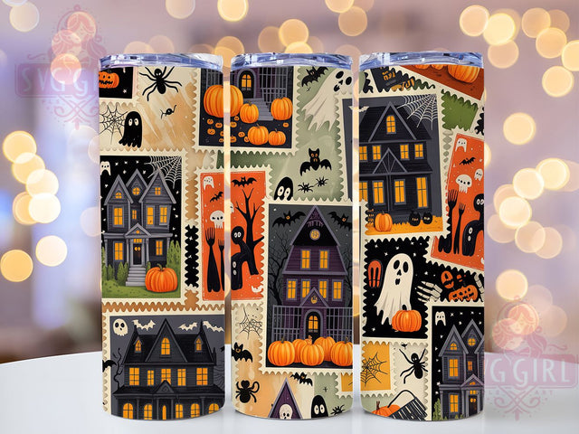 Vintage Spooky Pumpkin Ghost Tumbler, Vintage Halloween Wrap, Flirty Fall Pumpkin, 20Oz Skinny Tumbler, Ghost And Pumpkin Sublimation, Autumn Halloween Drinkware, Cute Spooky Tumbler Sublimation SvggirlplusArt 