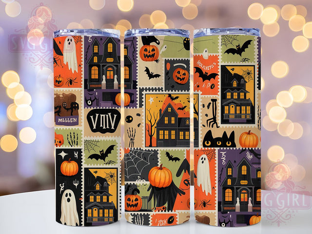 Vintage Spooky Pumpkin Ghost Tumbler, Vintage Halloween Wrap, Flirty Fall Pumpkin, 20Oz Skinny Tumbler, Ghost And Pumpkin Sublimation, Autumn Halloween Drinkware, Cute Spooky Tumbler Sublimation SvggirlplusArt 