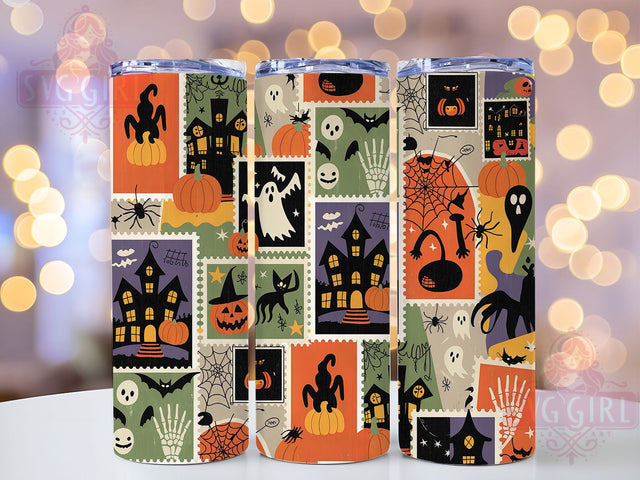 Vintage Spooky Pumpkin Ghost Tumbler, Vintage Halloween Wrap, Flirty Fall Pumpkin, 20Oz Skinny Tumbler, Ghost And Pumpkin Sublimation, Autumn Halloween Drinkware, Cute Spooky Tumbler Sublimation SvggirlplusArt 