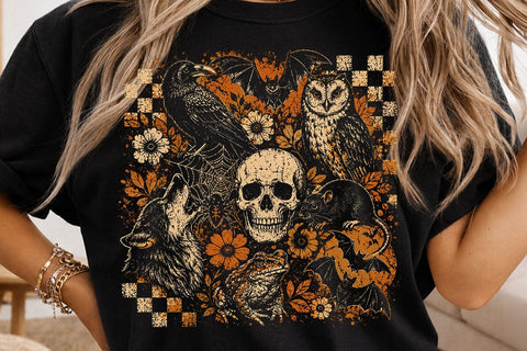 Vintage Spooky Skull Halloween PNG Design SVG DesignDestine 